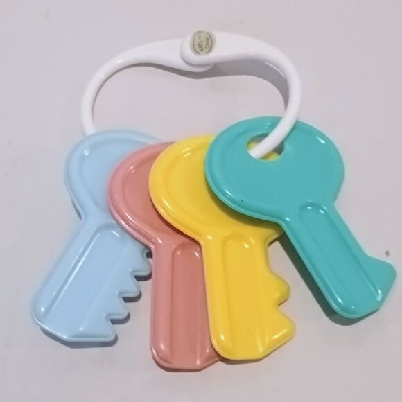 Vtg Baby Toys Lot Of 2-Playskool Mickey Busy Beads Rattle-Key Ring-1990s-Plastic - Picture 3 of 10